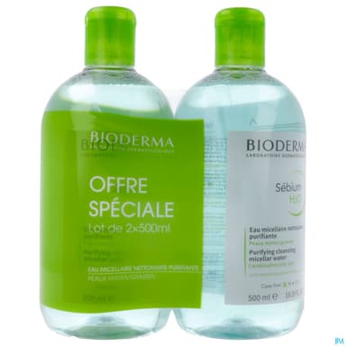 Bioderma Sebium H2o Solution Micellaire Sans Savon 500ml X2
