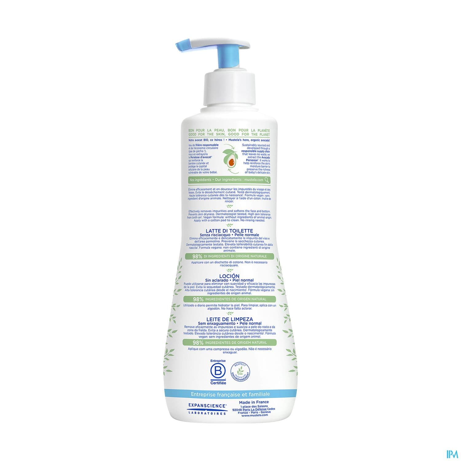 Mustela Bebe Enfant Lait Toilette Sans Rincage A l Avocat Bio 500ml