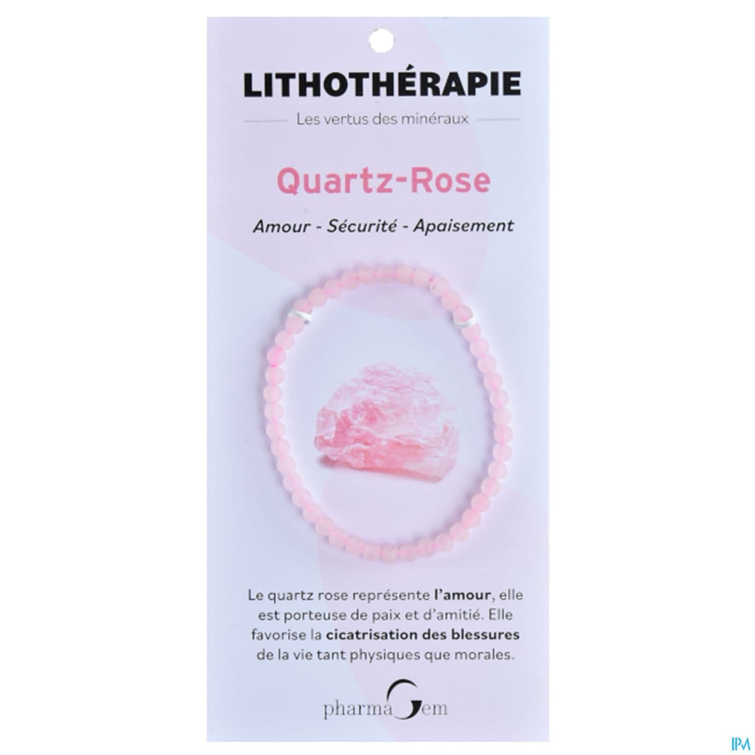 BRACEL LITHOTHERAP QUARTZ ROSE 4MM
