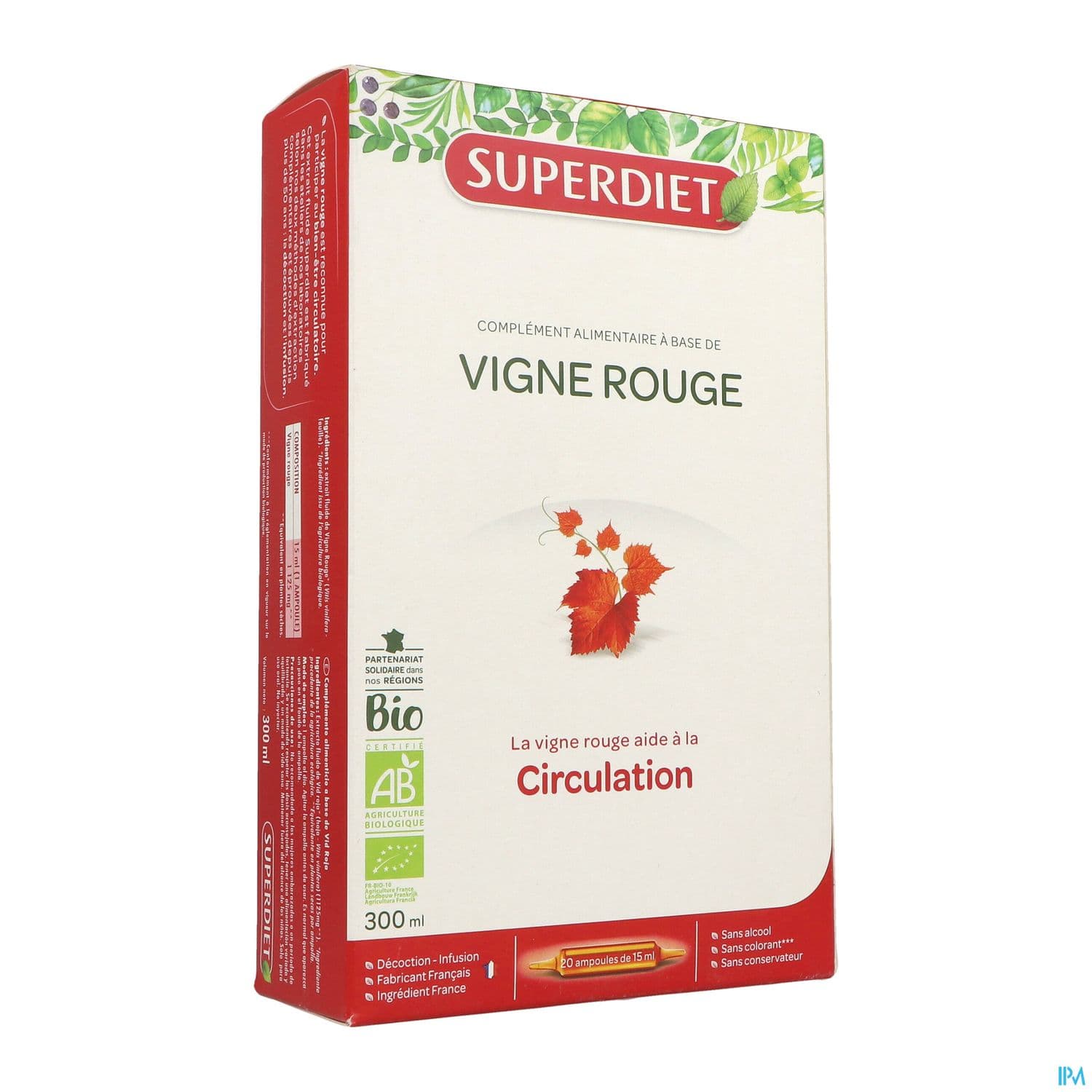 Superdiet Vigne Rouge Bio Ampoule Buvable 15ml 20