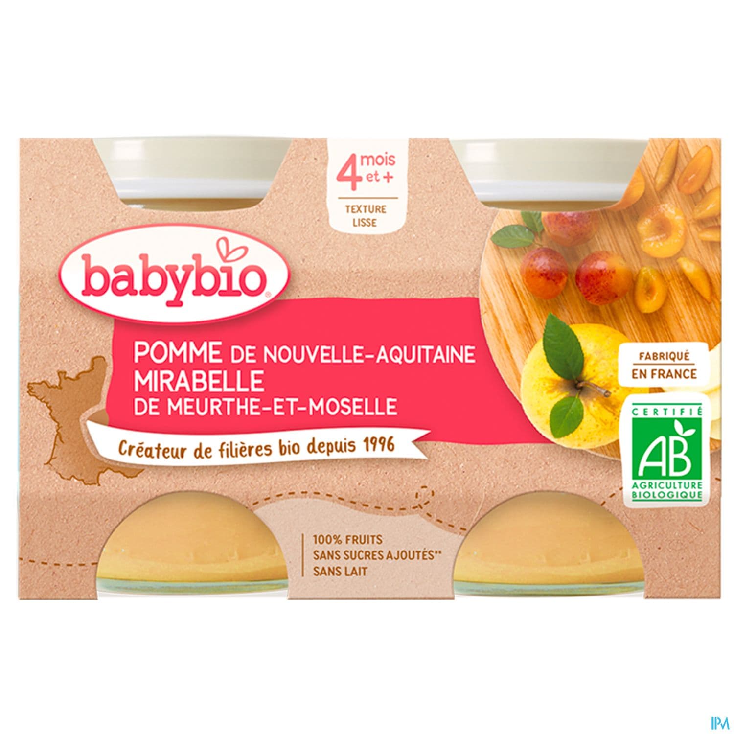 BABYBIO MIRABELLE/POMME 2X130G
