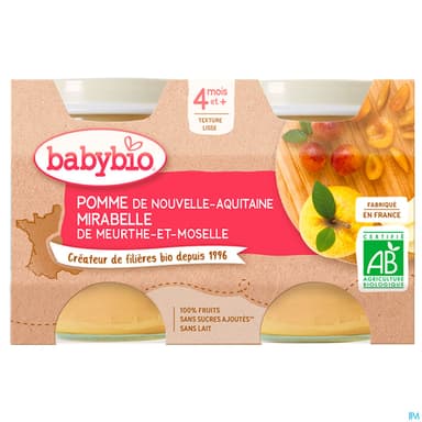 BABYBIO MIRABELLE/POMME 2X130G
