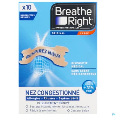 BREATHE RIGHT BAND NASAL ORIGI X10
