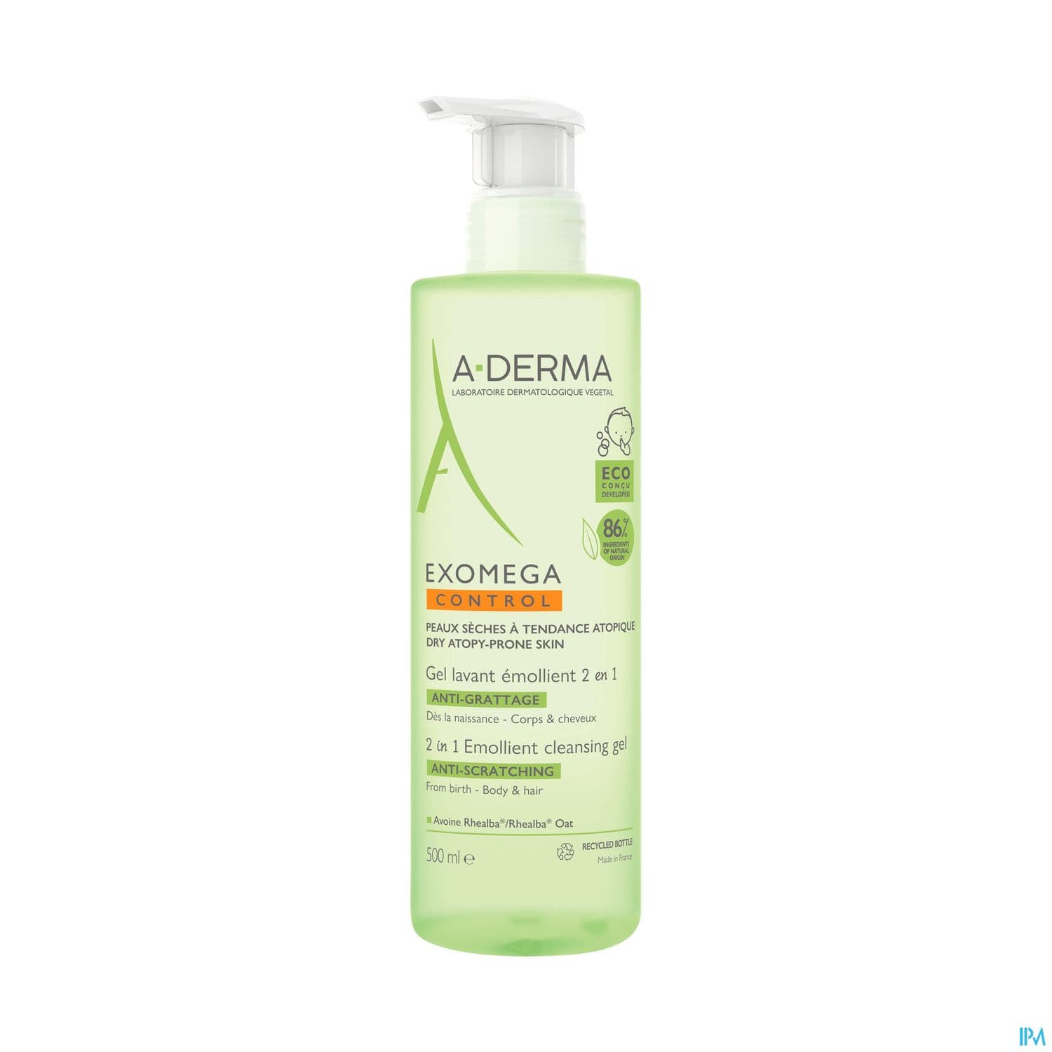 A Derma Exomega Control Gel Lavant Emollient 2en1 Antigrattage 500ml