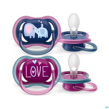 Avent Sucette Ultra Air +18mois Elephant Love X2