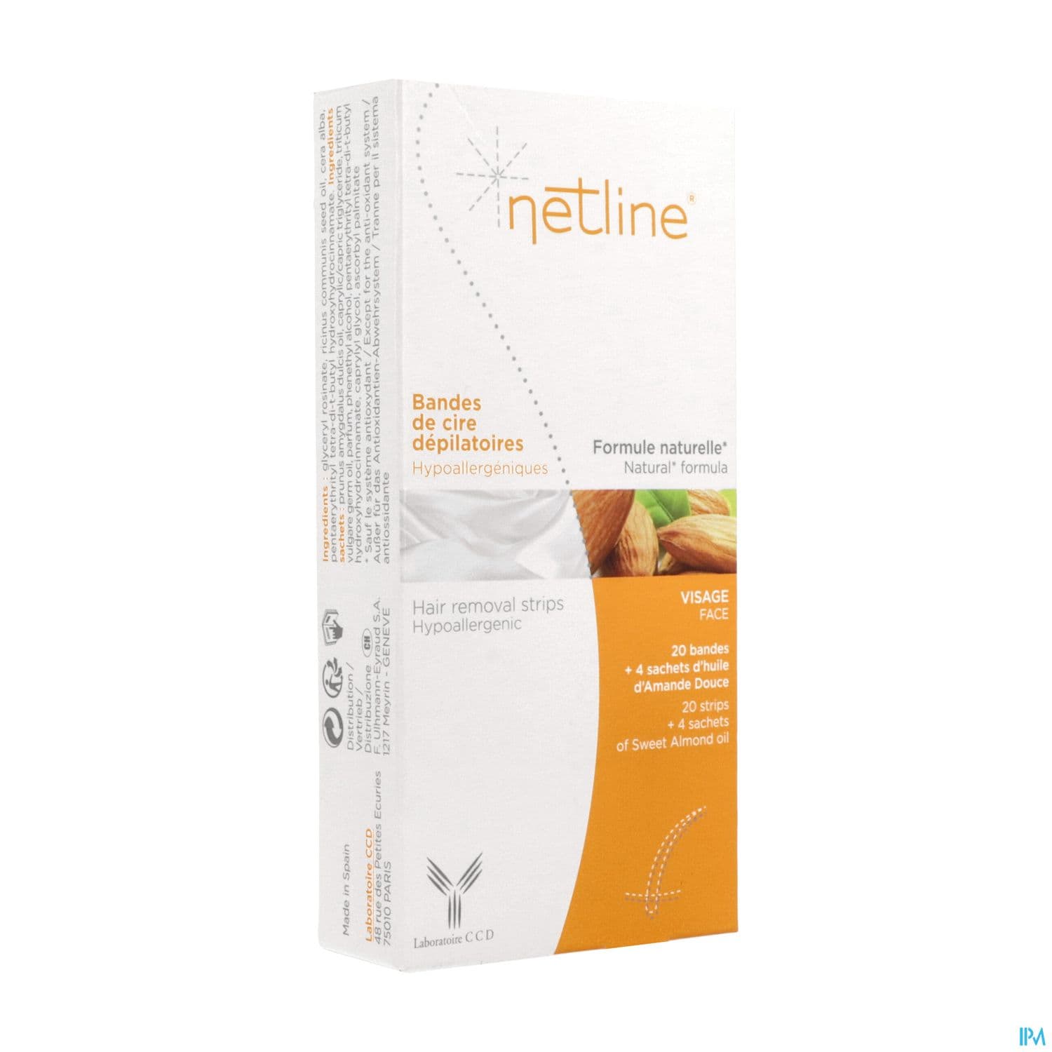 Netline netline- bandes de cires dépilatoires visage hypoallergéniques - 20 bandes —  Pharmacie Carnot