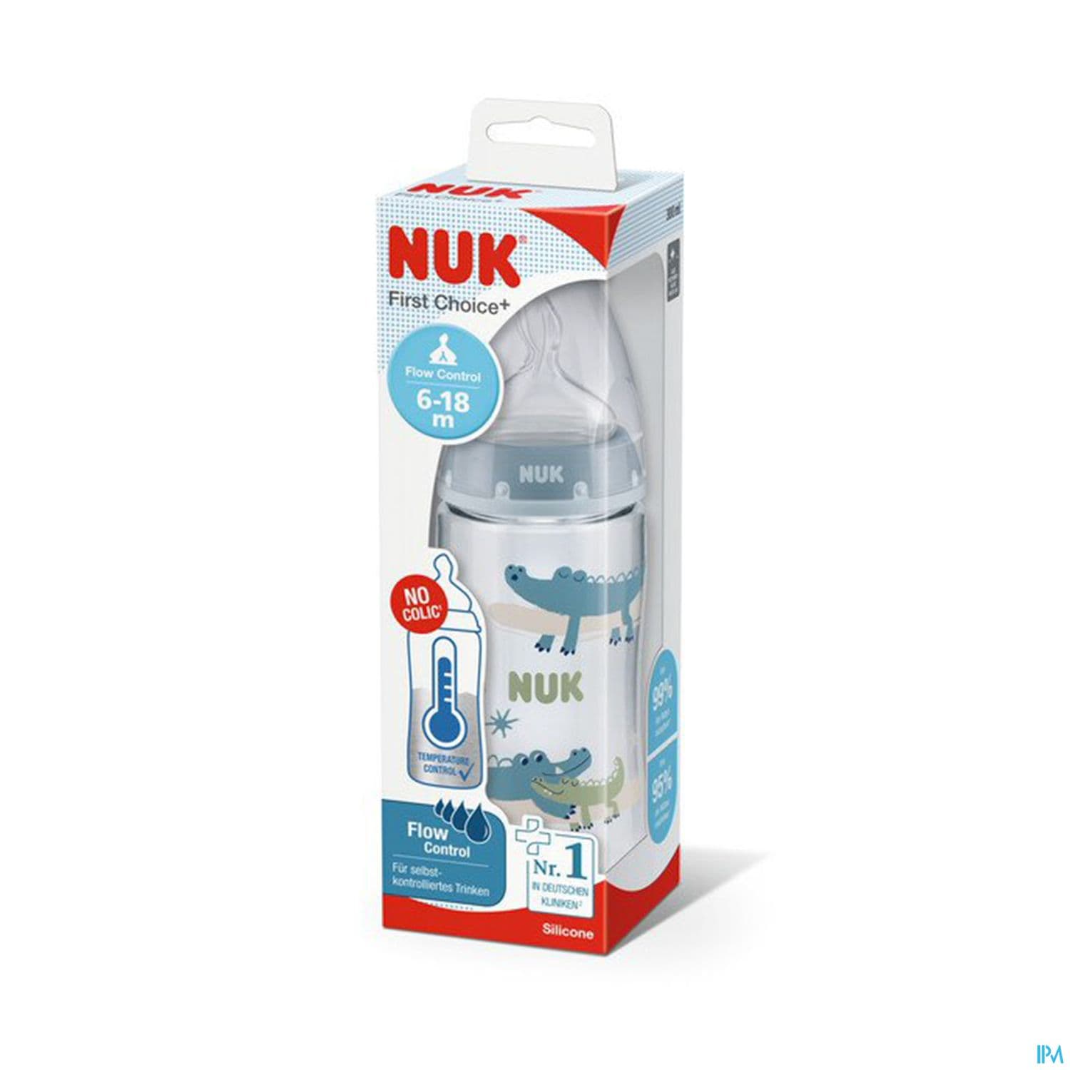 Nuk Biberon First Choise+ Fc+ Tc 360ml Silicone 6/18m Flow Control Garcon