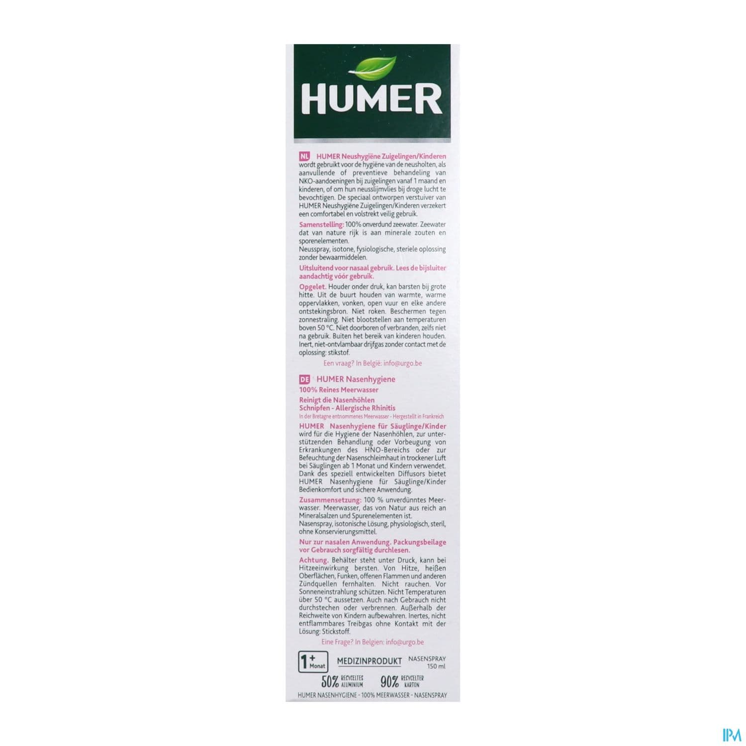 HUMER HYGIENE ENFANT SPR 150ML