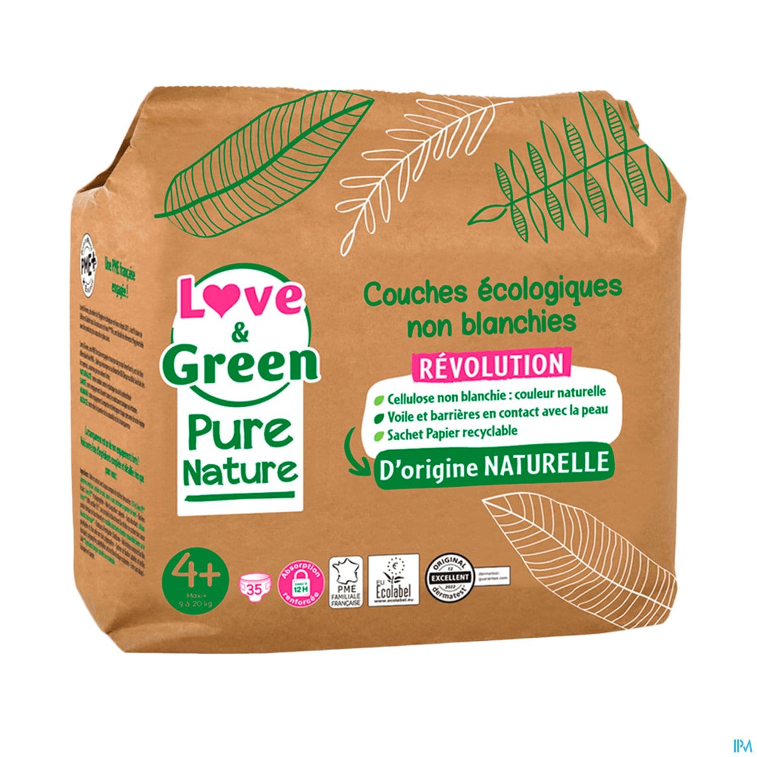 Love Green Pure Nature Couche Certifiee Ecolabel Et Hypoallergenique T4+ X35