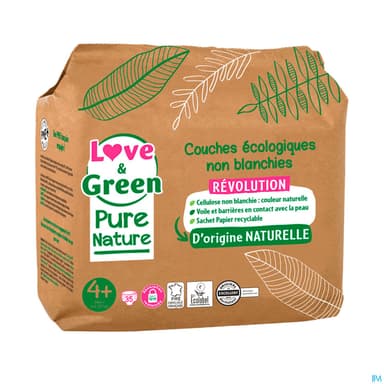 Love Green Pure Nature Couche Certifiee Ecolabel Et Hypoallergenique T4+ X35
