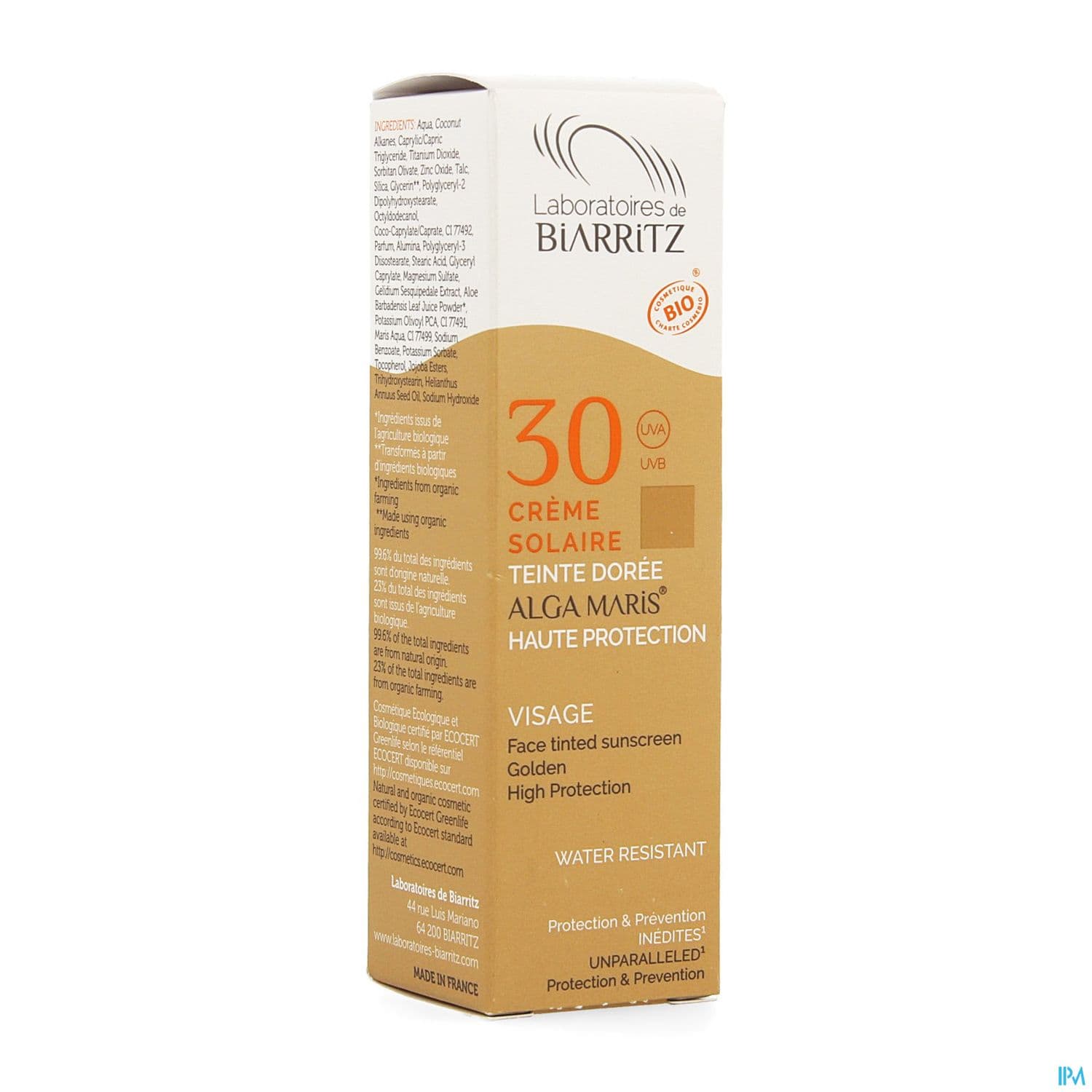 Alga Maris Creme Solaire Visage Ip30 Doree 50ml