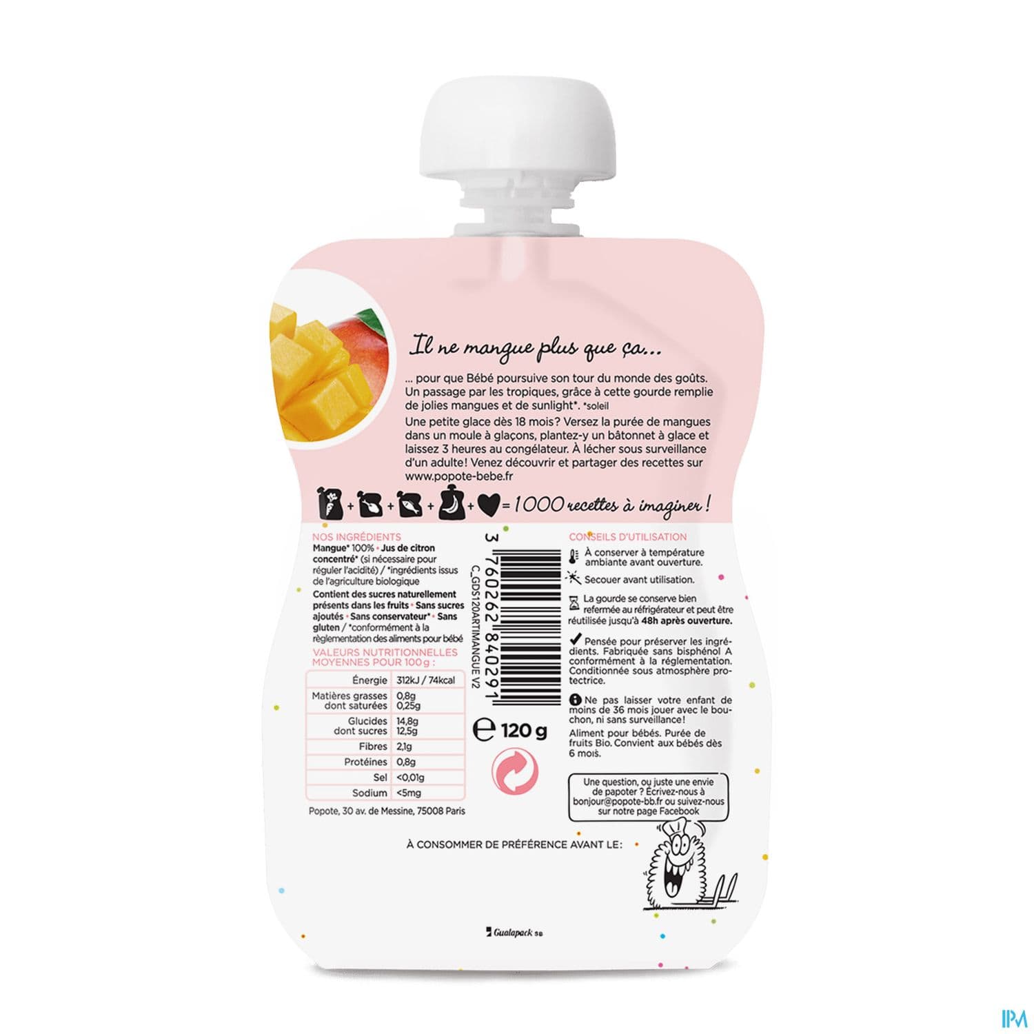 POPOTE COMPOTE MANGUE 120G