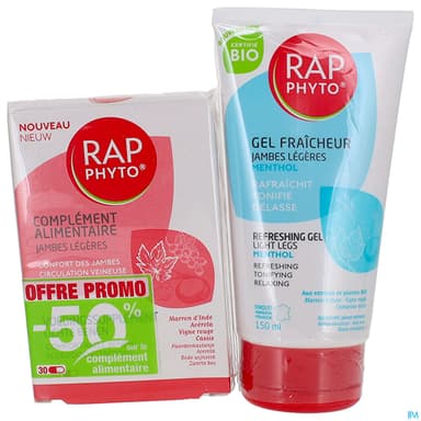 Rap Phyto Jambes Legeres Gelule 30 + Gel Fraicheur Menthol 150ml Coffret