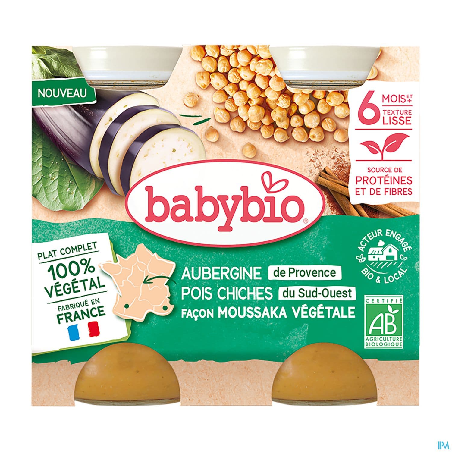 BABYBIO MENU AUBER/POIS CHI 2X200G