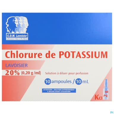 Lavoisier Potassium Chlorure 20% Solution Injectable 10ml 10