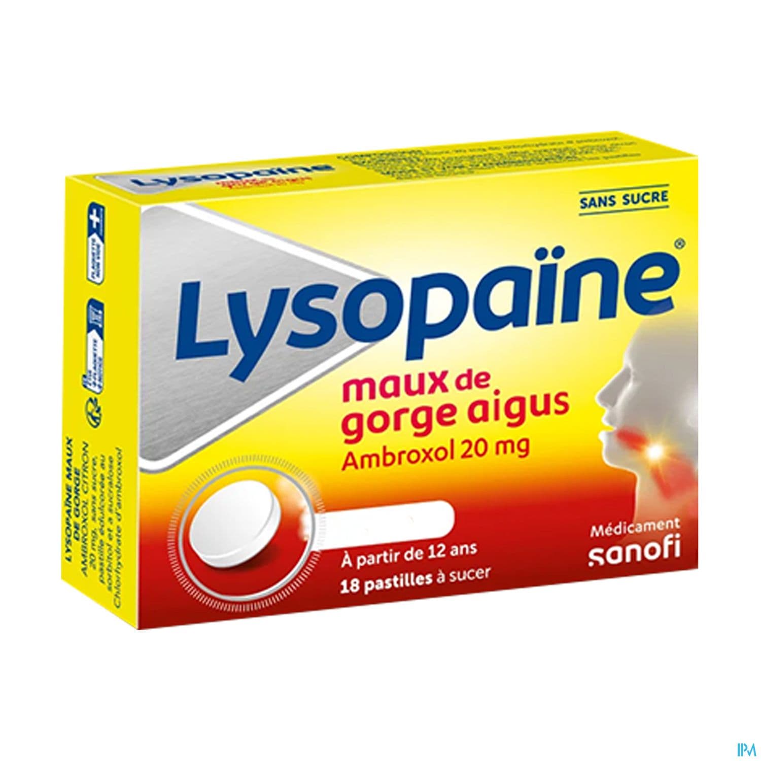 Lysopaine Ambroxol 20mg Menthe Sans Sucre Pastille 18