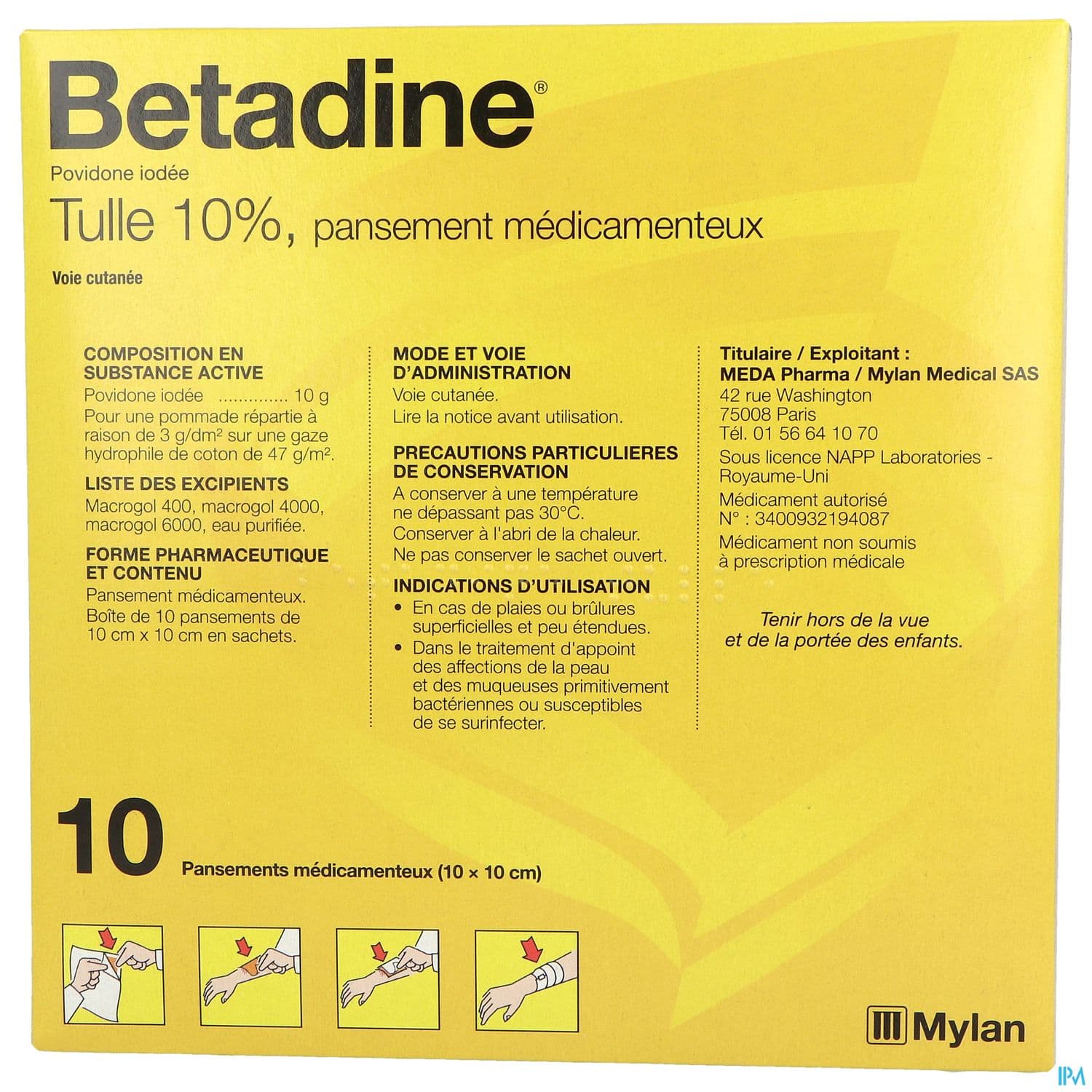 Betadine Tulle 10% Pansement Medicamenteux 10