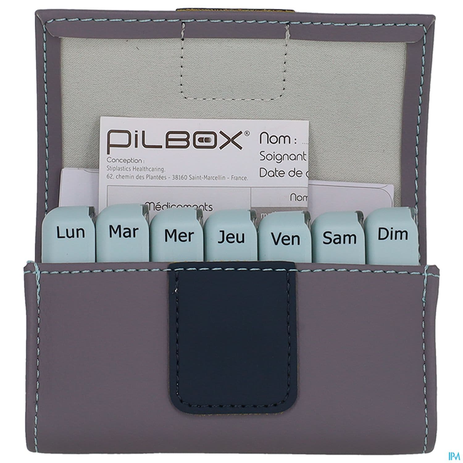 Pilbox Mini Distributeur Hebdomadaire Compact Gris Clair Gris Fonce