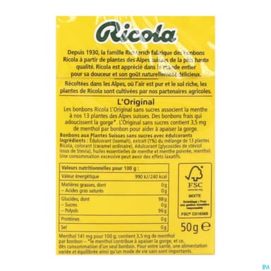 RICOLA ORIGINAL BOBON PLANTE 50G