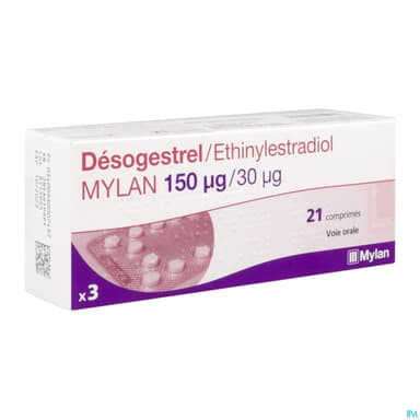 Desogestrel Ethinylestradiol Mylan 150mcg/30mcg Comprime 21 X3