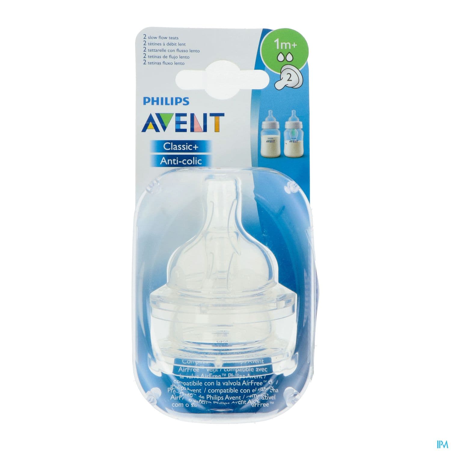 Avent Tetine Classic+ Anti Coliq Debit Lent 1mois+ Scf632/27 X2
