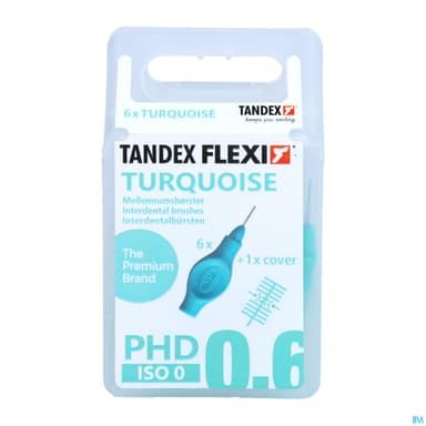 Flexi Tandex Brossette Interdentaire Cylindrique Manche Flexible Court Turquoise X6