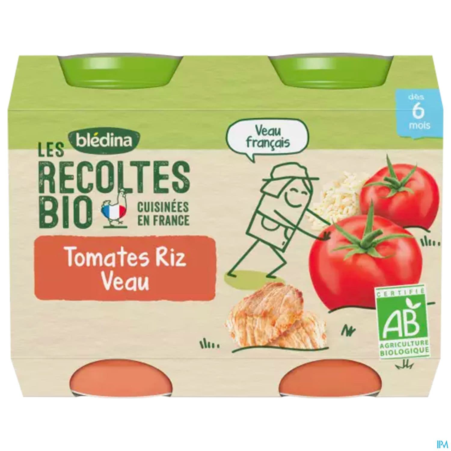 Bledina Les Recoltes Bio Pot Tomate Riz Veau 200g X2