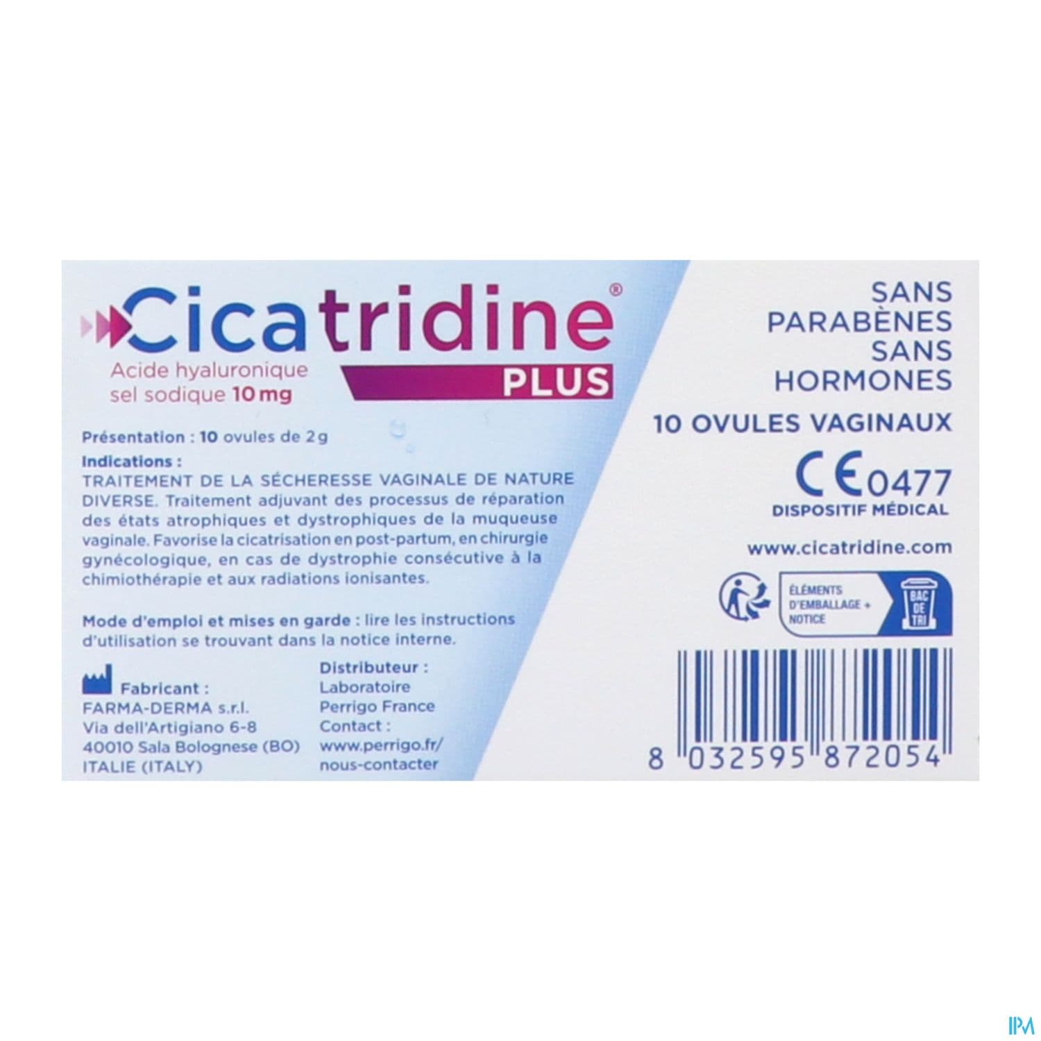 CICATRIDINE PLUS OVULE VAGINAL 10