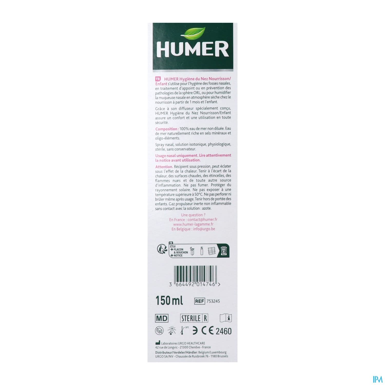 HUMER HYGIENE ENFANT SPR 150ML