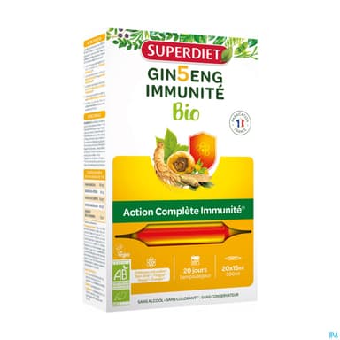 Superdiet Ginseng Immunite Bio Ampoules Buvable 15ml 20