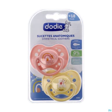 Dodie Sucette Anatomique Silicone Sunny Life Fille A90 +18mois X2