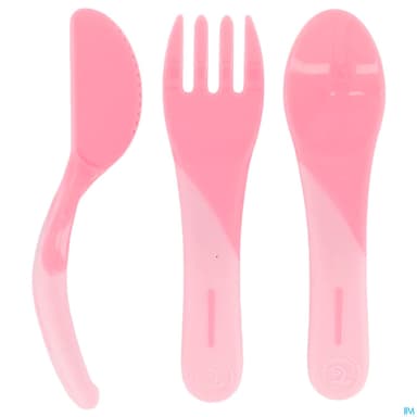 Twistshake Couverts D Apprentissage Silicone Rose Pastel X3