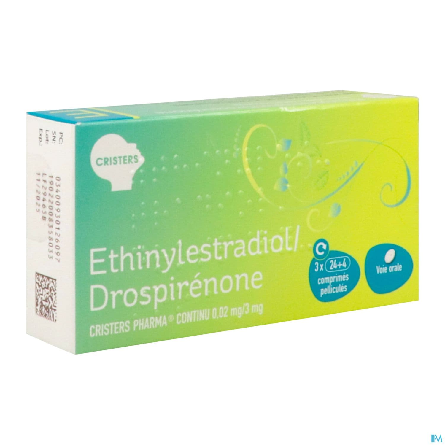 Ethinylestradiol Drospirenone Cristers Pharma Continu 0m02/3mg Comprime 28 X3