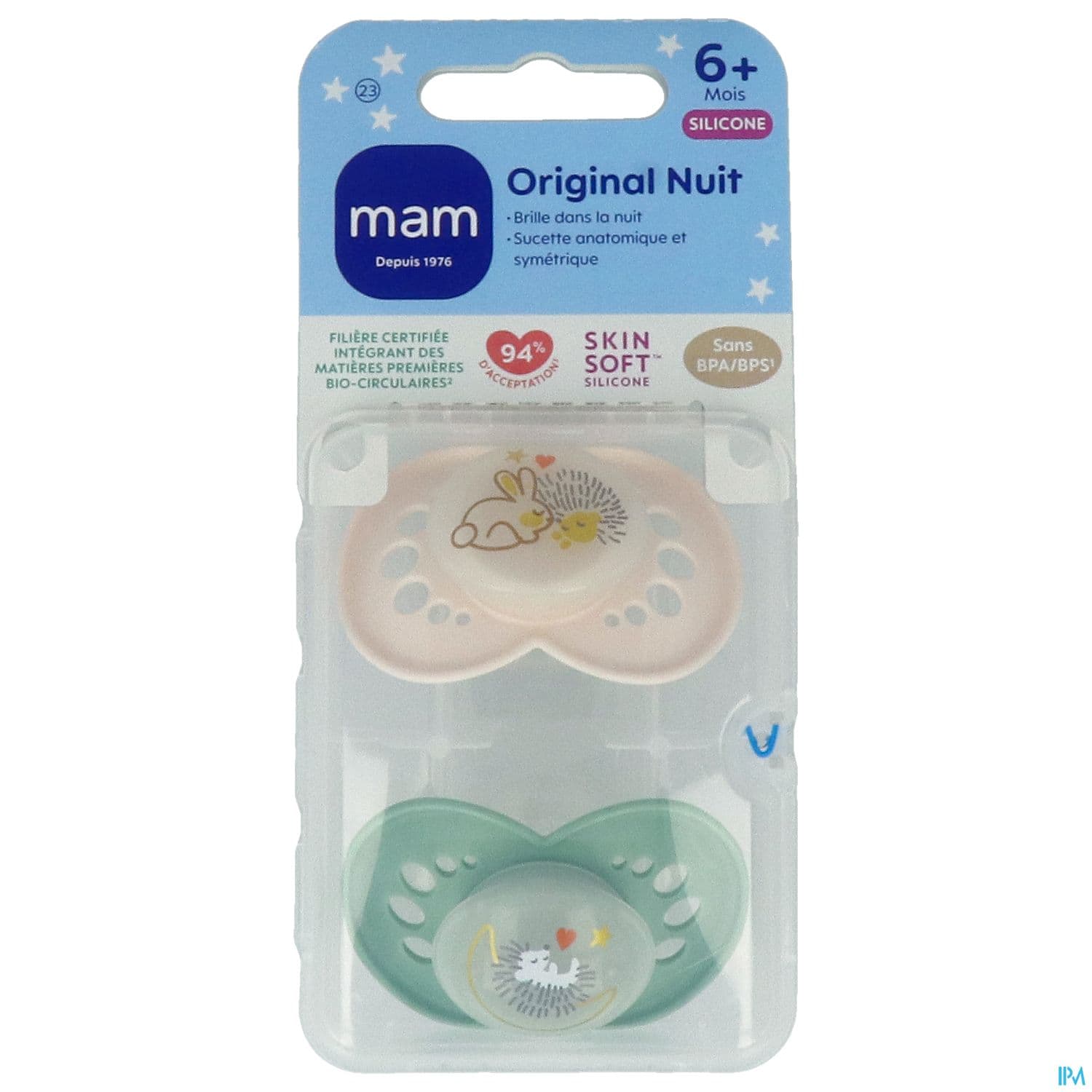 Mam Sucette Original Nuit +6m Silicone X2