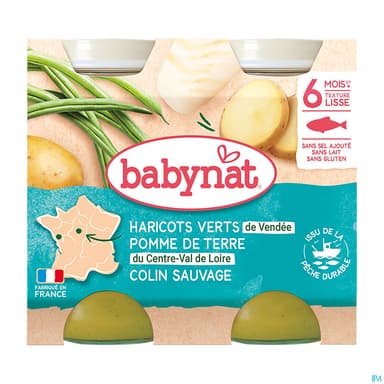 Babybio Babynat Haricots Verts De Vendee Pomme De Terre Colin Sauvage 6m 200g X2