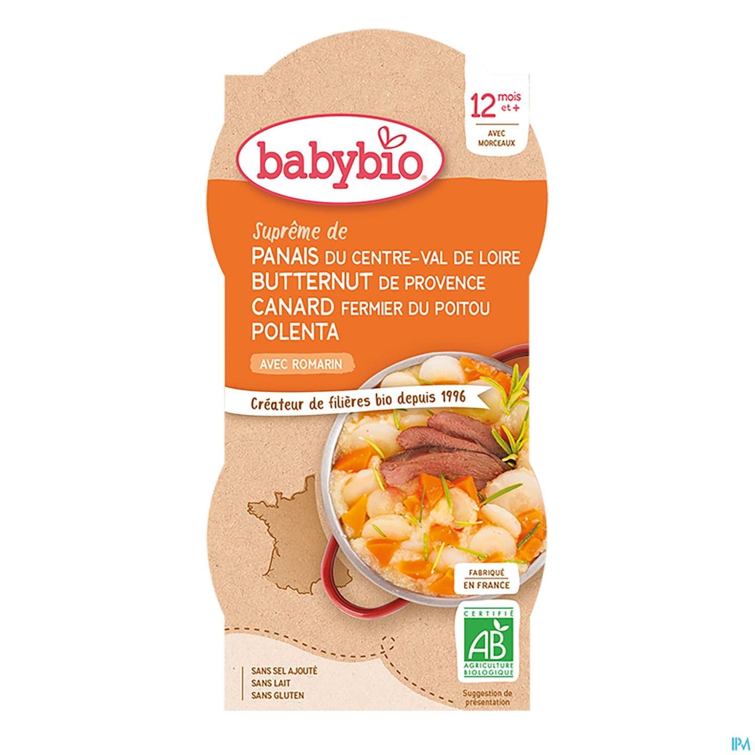 Babybio Panais Du Centre Val De Loire Butternut Canard Fermier Polenta Romarin 12m Bol 200g X2
