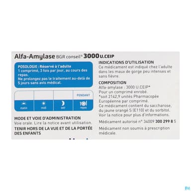 Alfa Amylase Bgr Conseil 3000u Ceip Comprime Enrobe 18