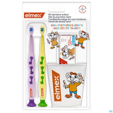 Elmex Debutant Brosse A Dents 0/3ans X2 + Dentifrice 50ml + Gobelet