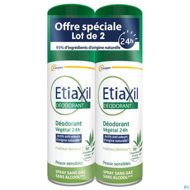 Cooper Etiaxil Deodorant Vegetal 24h Spray 100ml X2