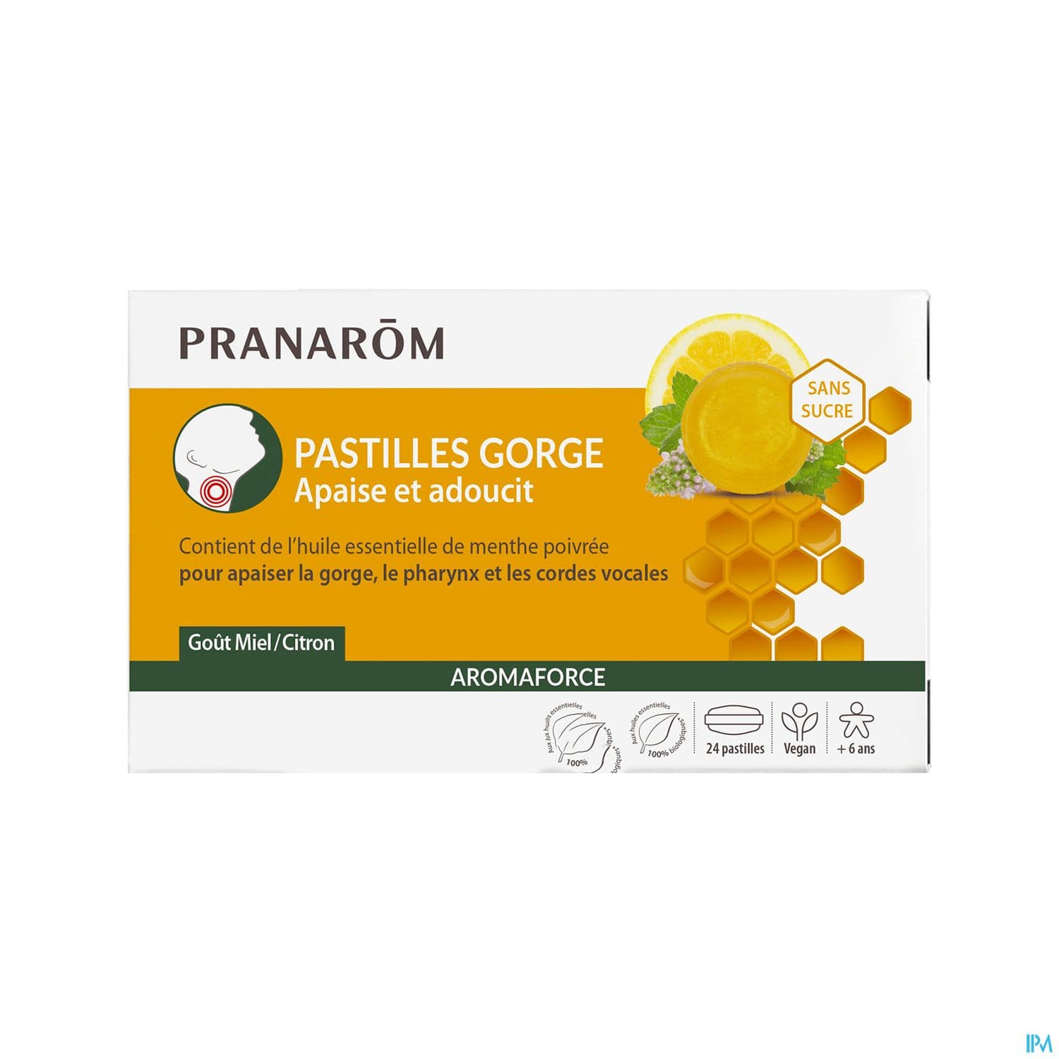 Pranarom Aromaforce Pastilles Gorge Miel Bio 24