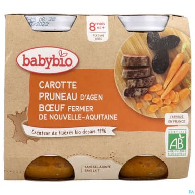 BABYBIO MENU CARO/PRUN/BŒUF 2X200G