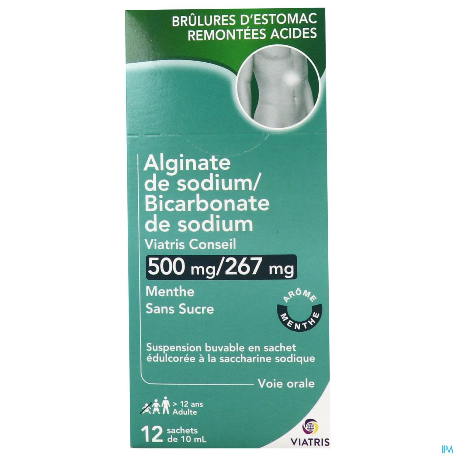 Alginate De Sodium Bicarbonate De Sodium Viatris Sans Sucre Suspension Buvable 10ml Sachet 12