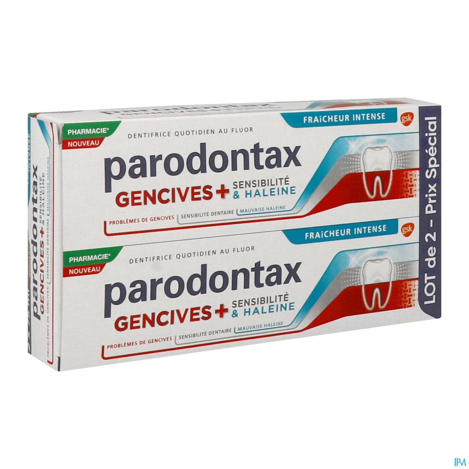 Parodontax Dentifrice Gencives + Sensibilite Haleine Fraicheur Intense 75ml X2
