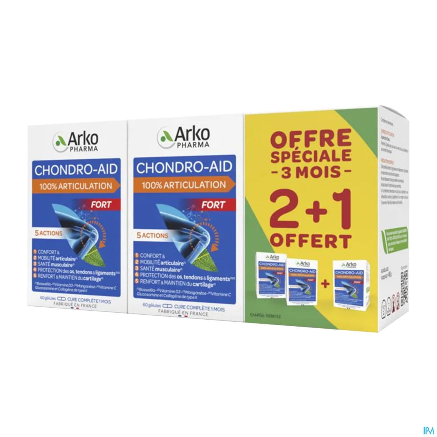 Arkopharma Chondro Aid 100% Articulations 2+1mois Offert Gelule 180