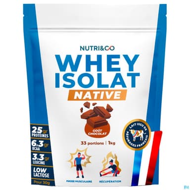 Nutri Co Whey Isolat Native Poudre Chocolat 1kg