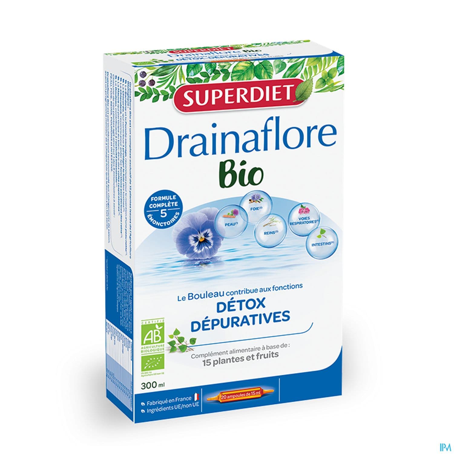 Superdiet Drainaflore Bio Ampoule Buvable 15ml 20