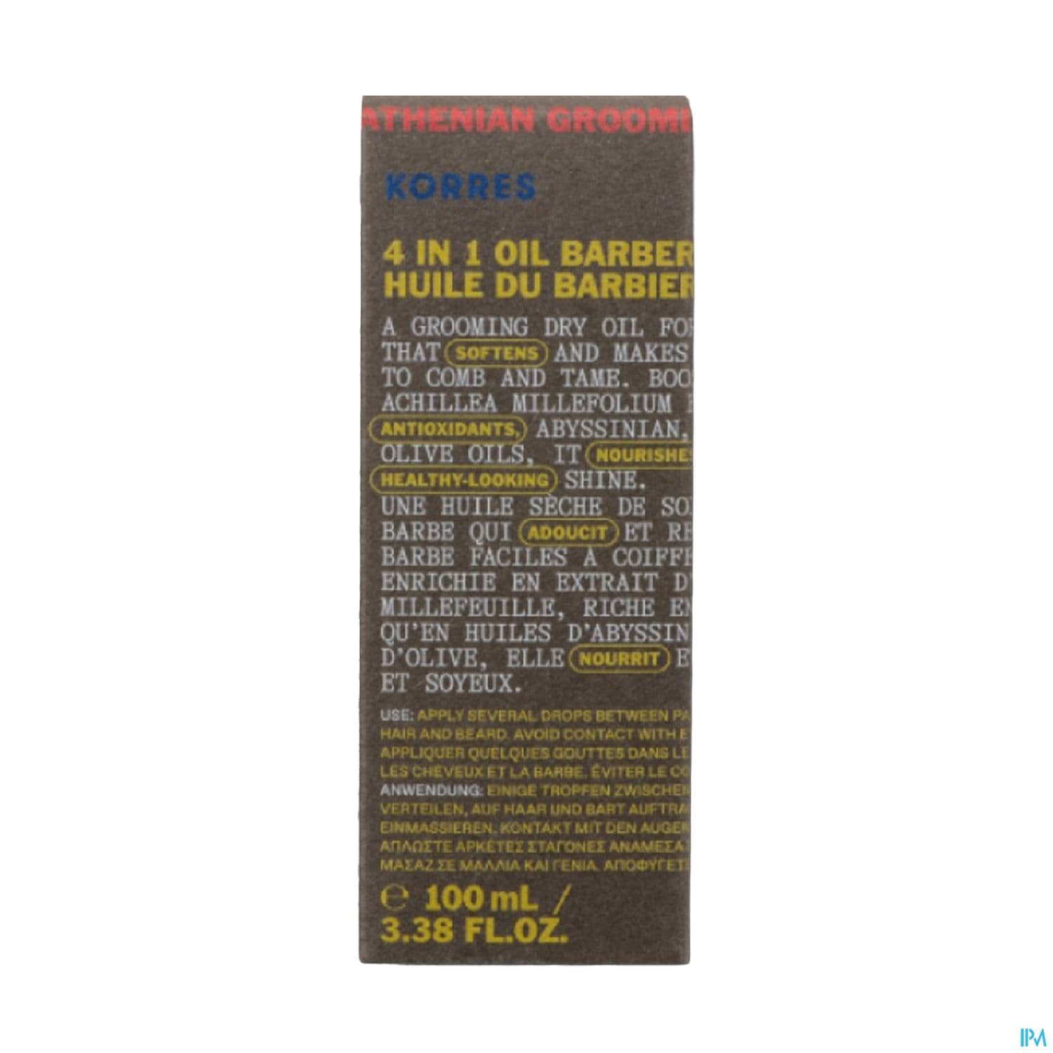 Korres Homme Huile 4en1 Du Barbier 100ml