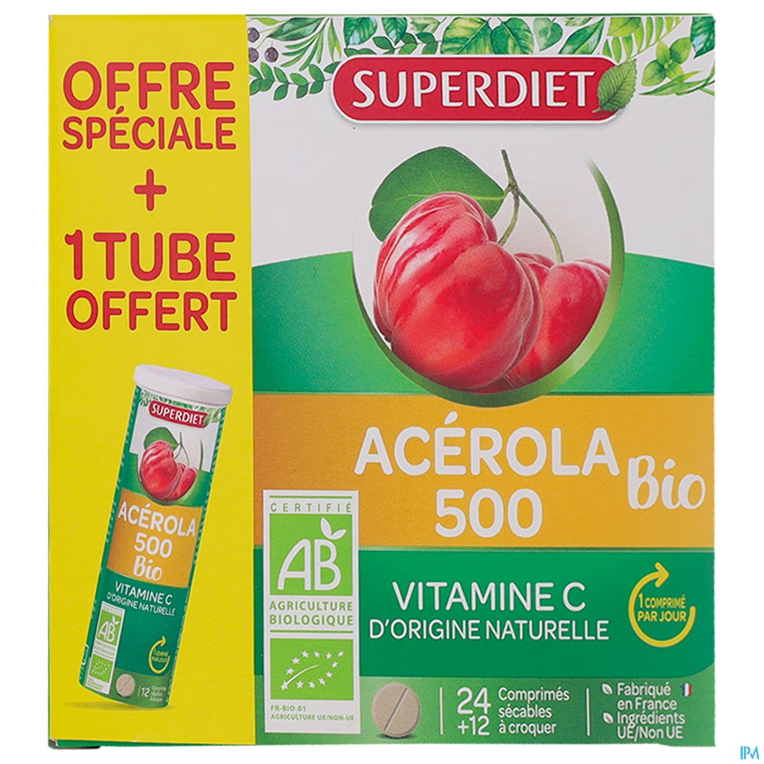 Superdiet Acerola 500 Bio Comprime A Croquer 36