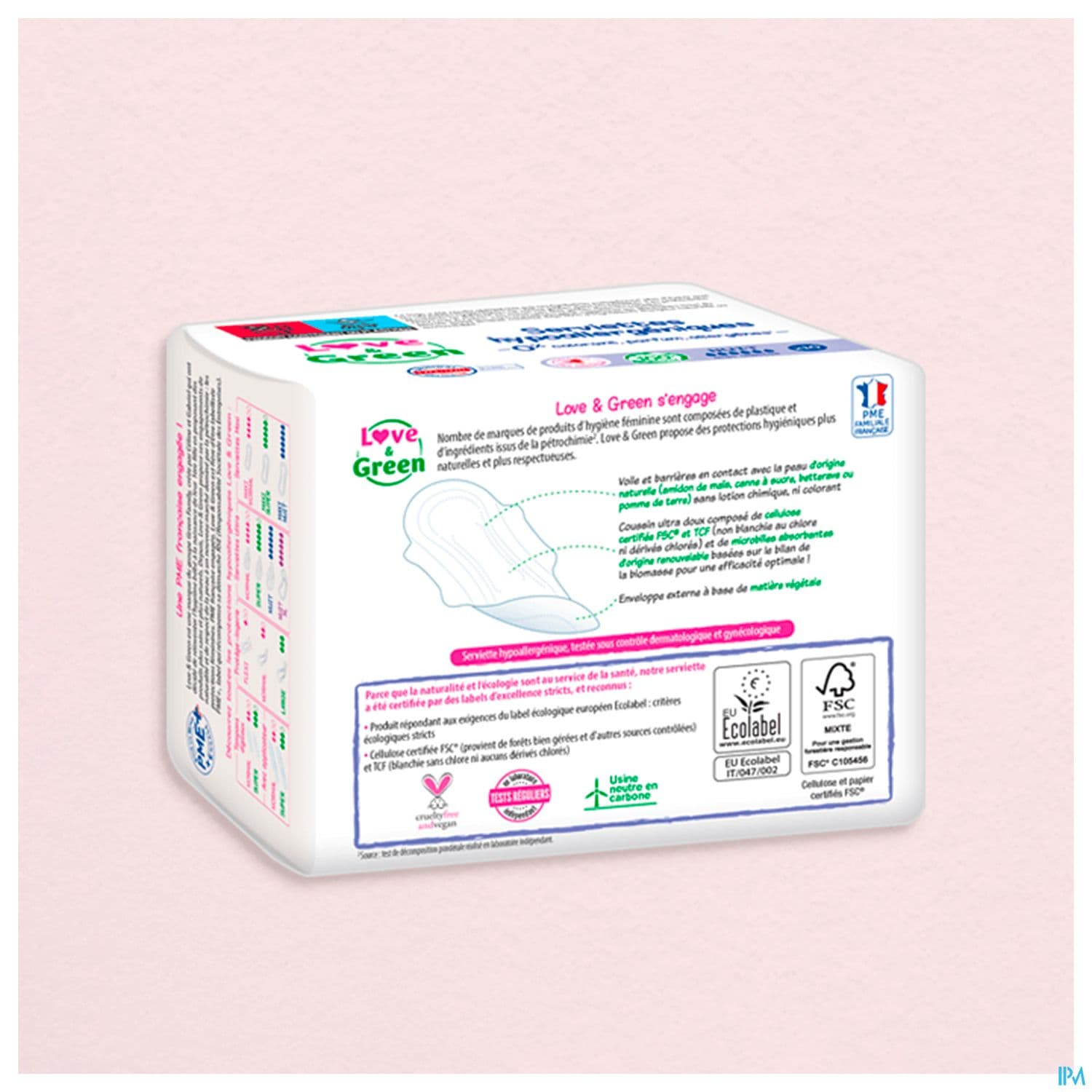 Love Green Serviettes Ecolabellisees Et Hypoallergeniques Ultra Nuit X10 Avec Ailettes