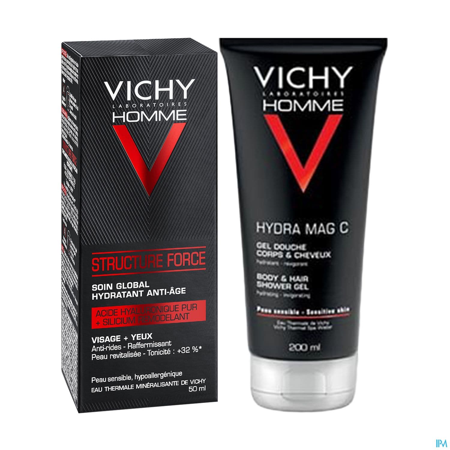Vichy Homme Structure Force Soin Global Hydra 50ml + Gel Douche 100ml Offert